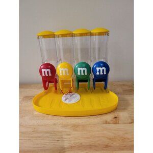 M&M's World Four Tube Yellow Candy Dispenser 4 colors Red, Yellow, Green, Blue